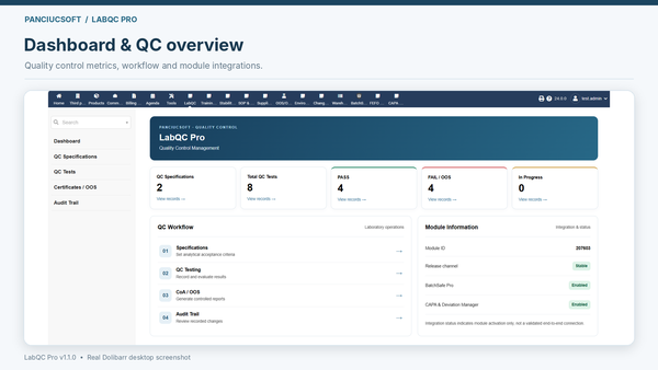 LabQC Pro 1.1.0 Dashboard