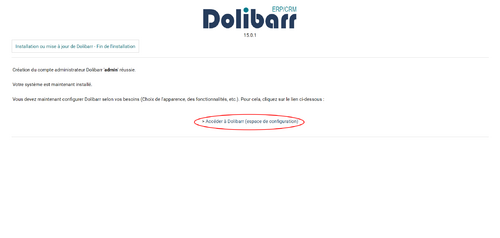 14. Cliquer sur Accéder à Dolibarr