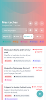 Tâches avec leurs tags colorés