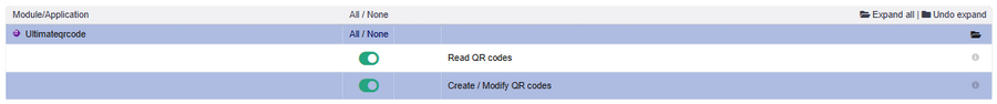 UltimateQRcode module permissions