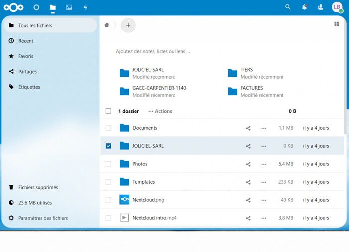 Arborescence des documents créée automatiquement dans Nextcloud