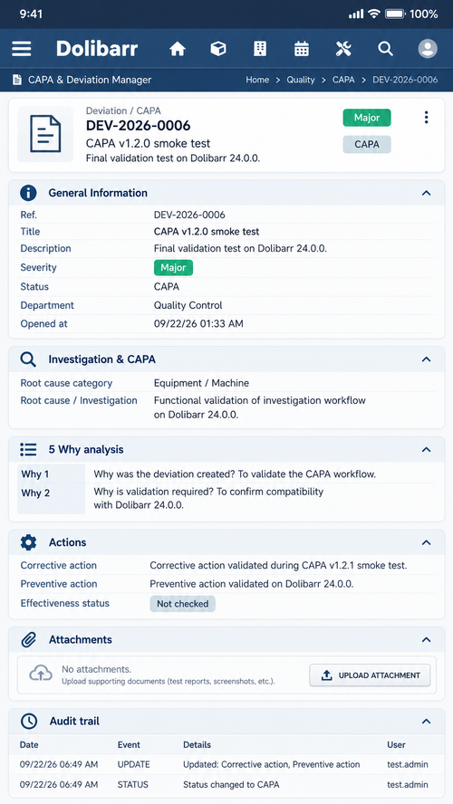 CAPA mobile interface