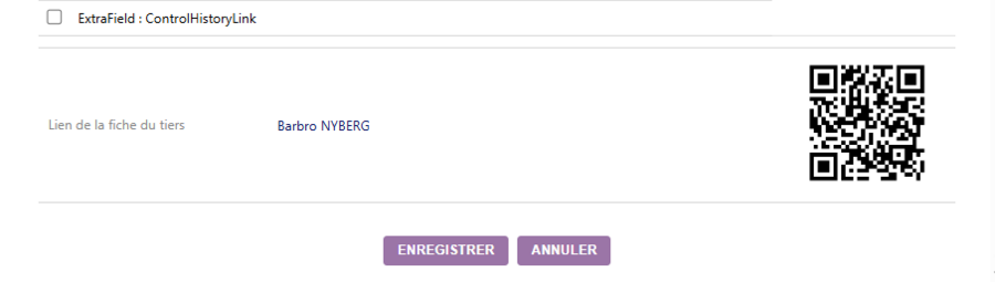 QR code tab — bottom section with URL QR and Save/Cancel buttons