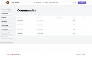 Commandes du client dans le portail