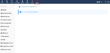 23. Installation terminée, vous pouvez cliquer sur le logo DigiRisk dans la barre du haut et commencer à l'utiliser