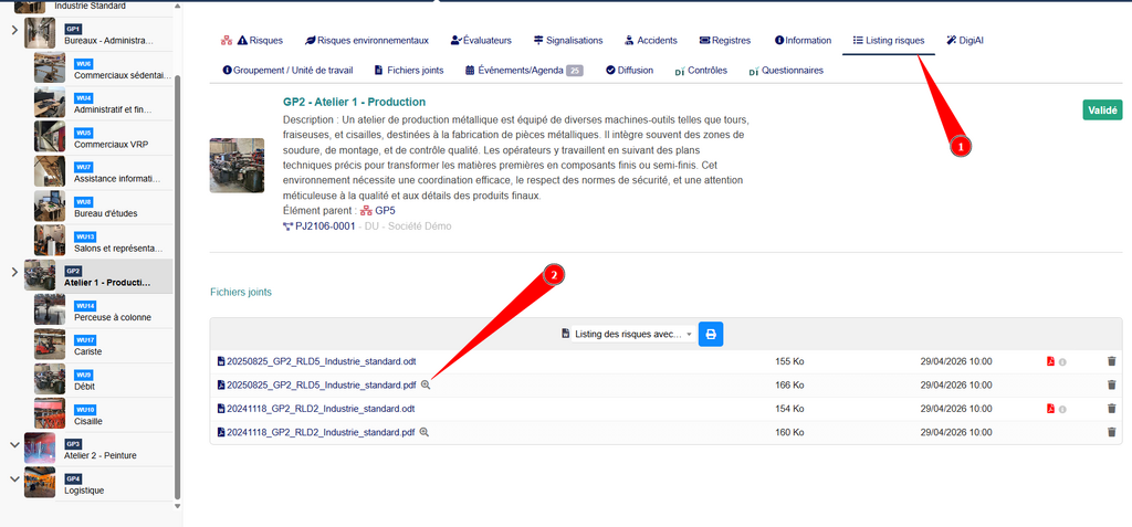 Listing de risques