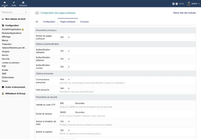 Configuration des pages publiques