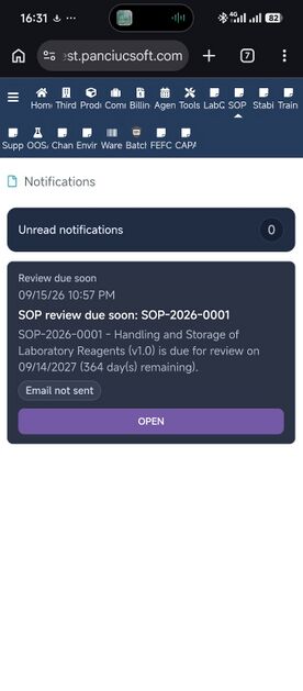 Notifications on mobile
