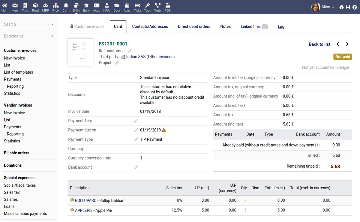 Dashboard de Spider Label and Tour