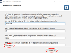 4. Choisir un mot de passe puis cliquer sur suivant ( si vous utilisez déjà ce port, changez le )