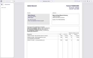 Le fichier factur-x.xml joint au PDF de la facture, tel que l'affiche un lecteur PDF