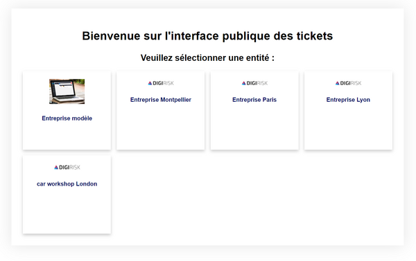 L’interface de sélection pour la gestion des registres permet de choisir la société concernée