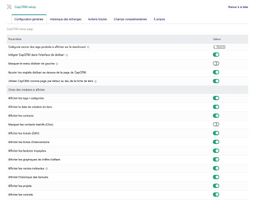 Page de configuration du module