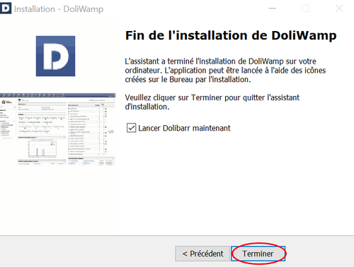 7. Cliquer sur Terminer