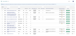 Capture d’écran de la liste des travaux planifiés avec une ligne de mise à jour automatique des prix de vente pour le module DynamicPrices.