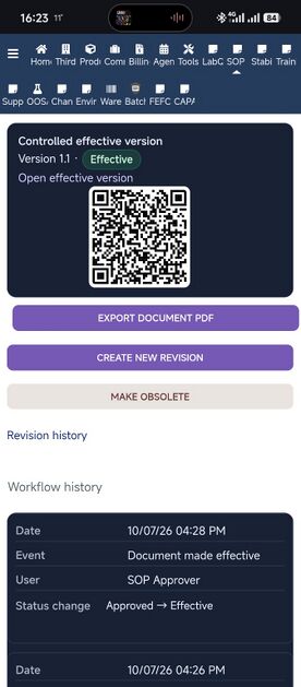 Controlled Effective Version and QR access on mobile