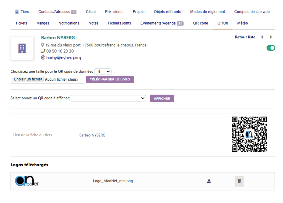 QR-Url tab on a third party — QR with logo