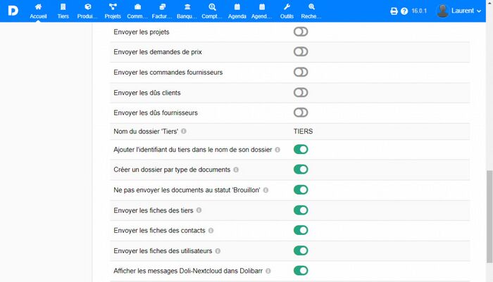 Options avancées d'organisation des dossiers et de synchronisation