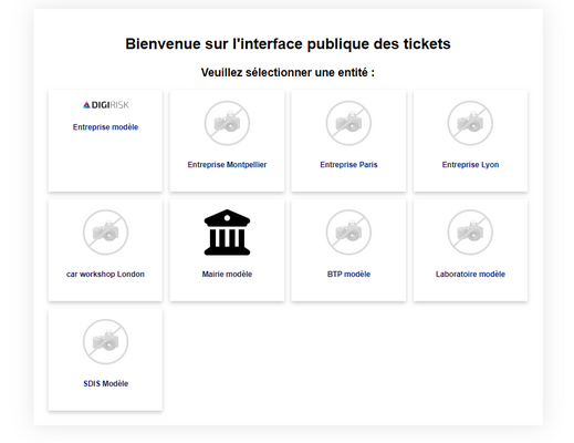 L’interface de sélection pour la gestion des registres permet de choisir la société concernée