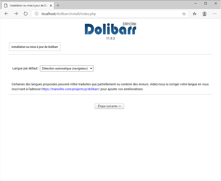 File:Installation Dolibarr - Choix de la langue.png