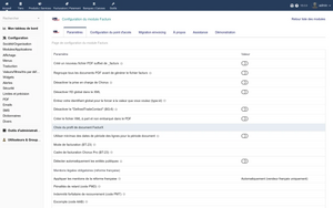 La configuration du module : PDF séparé, regroupement des pièces liées, XML seul, profil Factur-X