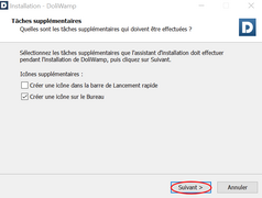 3. Cliquer sur Suivant, vous pouvez choisir l'icône sur la barre de lancement si vous le souhaitez