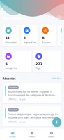 Page d'accueil de l'application mobile