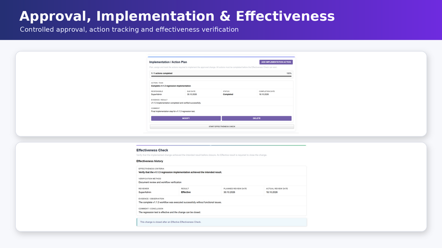 Approval Implementation and Effectiveness